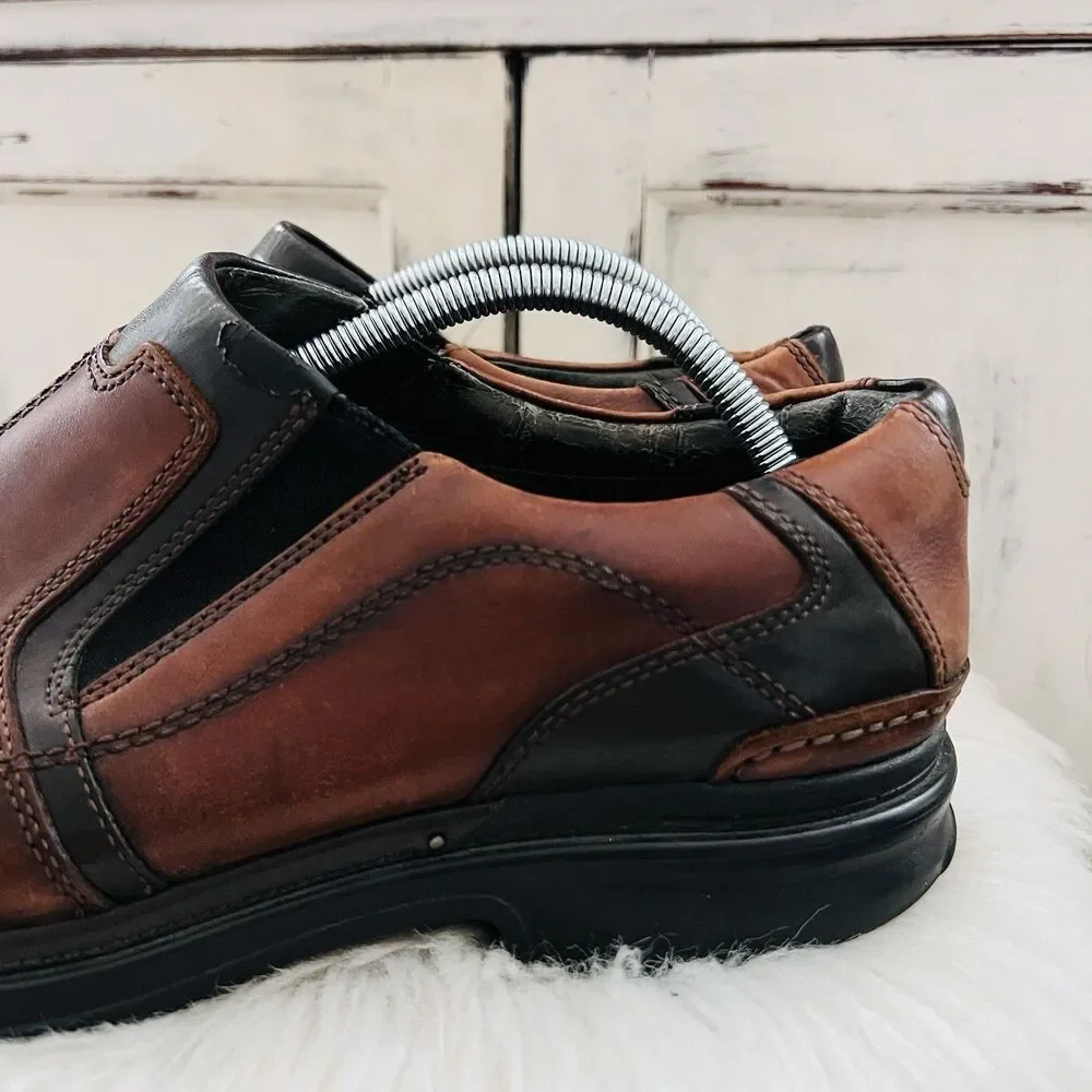 Clarks Dark Brown Oiled Leather Slip on Comfort Loafers Shoes - Mens 10.5M